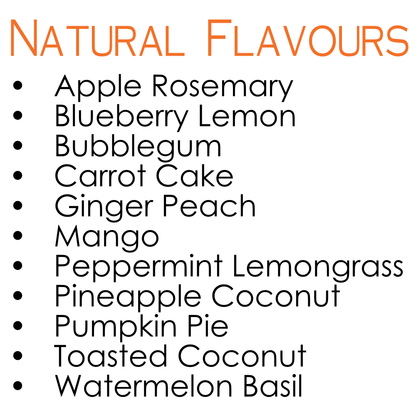 List of natural flavors on a white background with 'Natural Flavours' at the top.